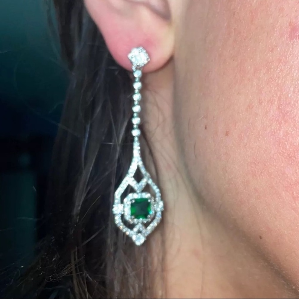 2ct Emerald Art Deco Earrings - Picture 3 of 12